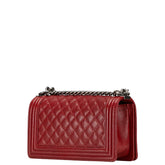 シャネル ココマーク ボーイシャネル25 斜め掛け チェーン ショルダーバッグ レッド キャビアスキン レディース CHANEL 【中古】